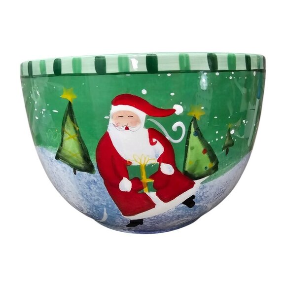 Holiday Home Santa Claus Holiday Big Ceramic Mixing Bowl New - Picture 1 of 6